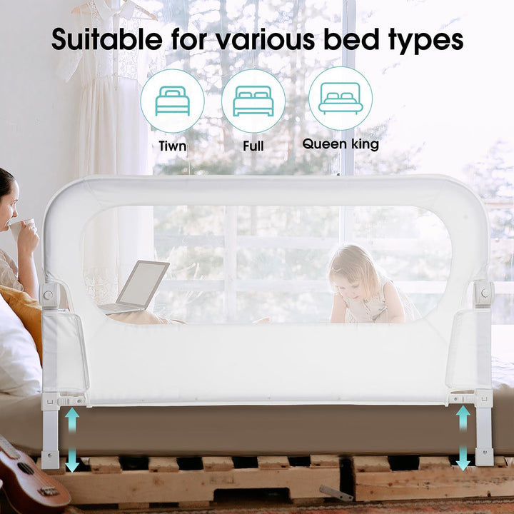Baby Bed Rail Guard for Toddlers -46" Toddler Bed Rails for Twin, Full, Queen, King Bunk Size Bed Swing down Bedrail Extral Tall Child Safety Side Railing Guards for Kids