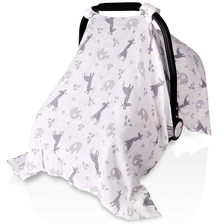 Muslin Carseat Cover for Babies,  Breathable Infant Carseat Cover Lightweight Baby Carrier Cover for Girls Boys, Fit Spring Summer/Hot Days/Warm Weather, Pink Floral