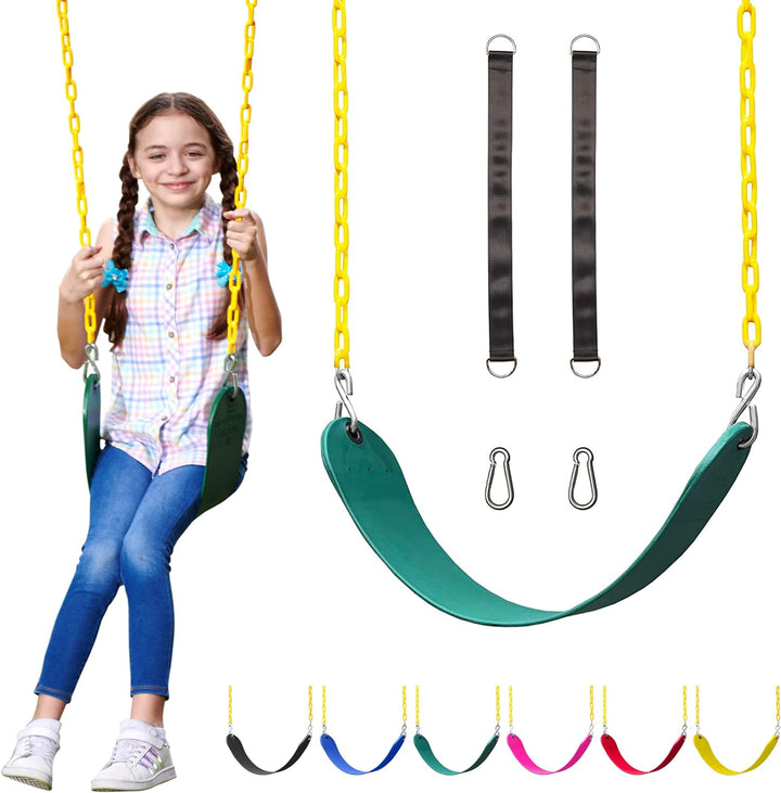 Swing for Outdoor Swing Set - Pack of 1 Swing Seat Replacement Kit with Heavy Duty Chains - Backyard Swingset Playground Accessories for Kids (Green)