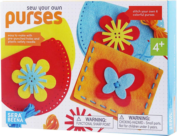 Sew Your Own Purses - Sewing Kit for Kids Ages 4-8 plus - Felt Crafts - Helps Develop Fine Motor Skills - DIY Kit with 6 Purses & Accessories