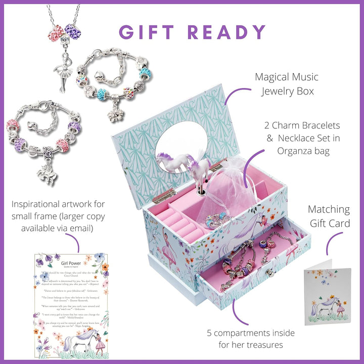Kids Jewelry Box for Girls, Little Girls Jewelry Box, Unicorn and Ballerina Dancing Music Box