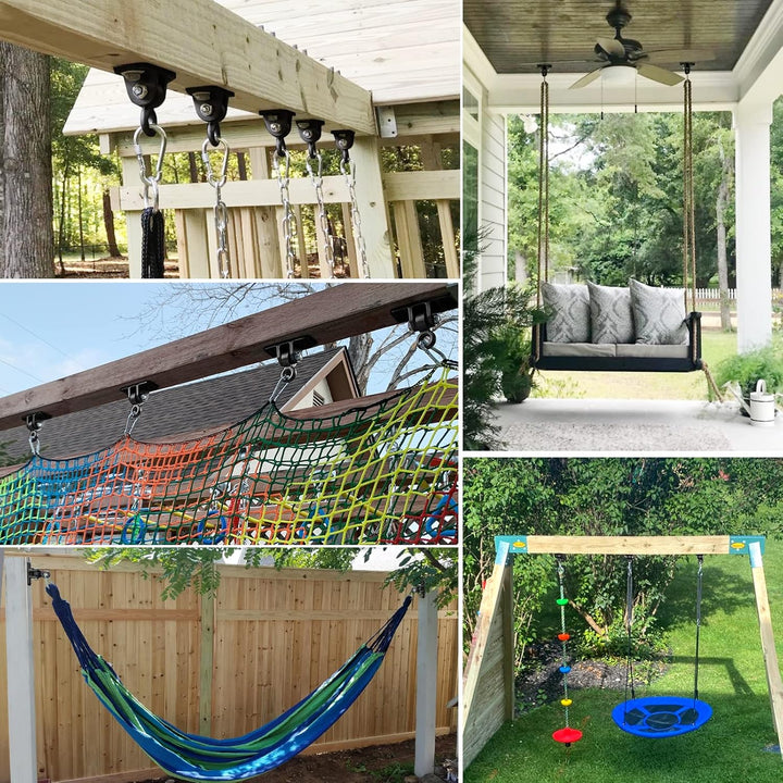 2400 Lb Capacity Heavy Duty Swing Hangers for Wooden Sets Playground Porch Indoor Outdoor & Hanging Snap Hooks Black of 2