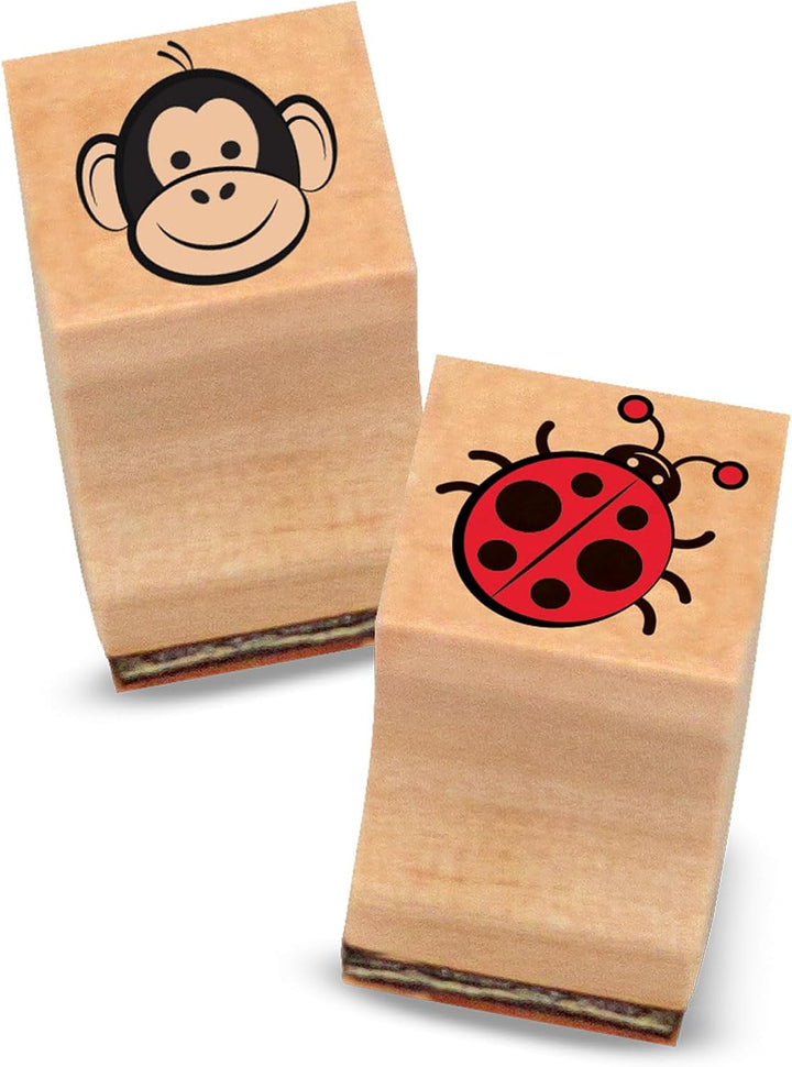 Wooden Stamp Set, Favorite Things - 26 Wooden Stamps, 4-Color Stamp Pad