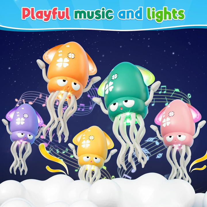 Dancing Octopus Baby Toy, Electric Crawling Octopus Tummy Time Toy, Rechargeable Magic Dancing Music Squid Baby Toys for 3 4 5 Year Old Kids Boy Girl Birthday Gifts Christmas Stocking Stuffers(Green)