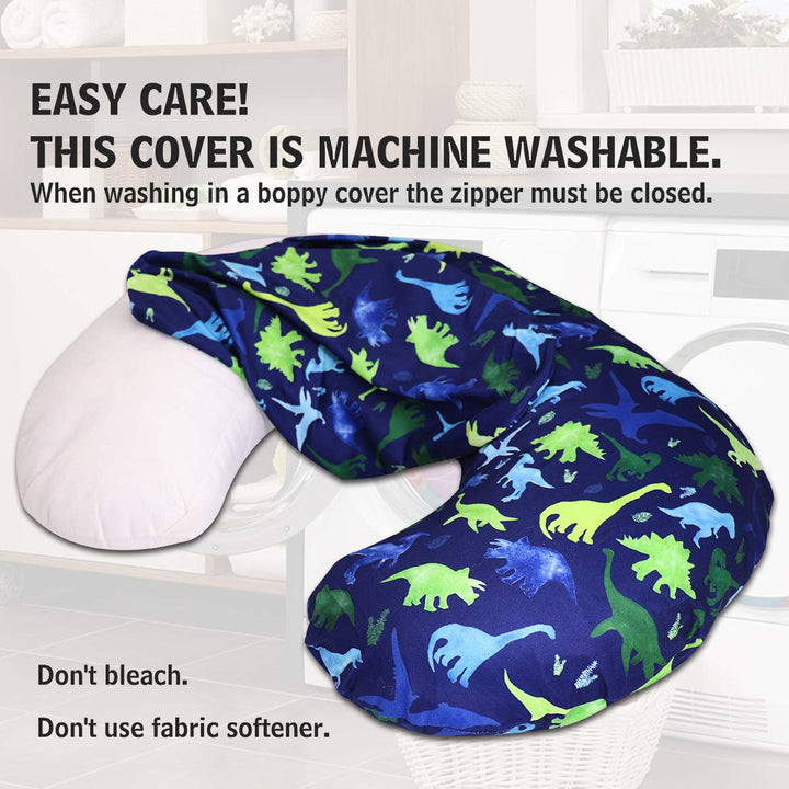Dinosaur Nursing Pillow Cover, Breastfeeding Pillow Slipcover for Baby Boys & Girls, Nursing Pillow Case for Newborn, Soft Fabric Fits Snug on Infant, Washable & Breathable, Watercolor Dinosaur Blue