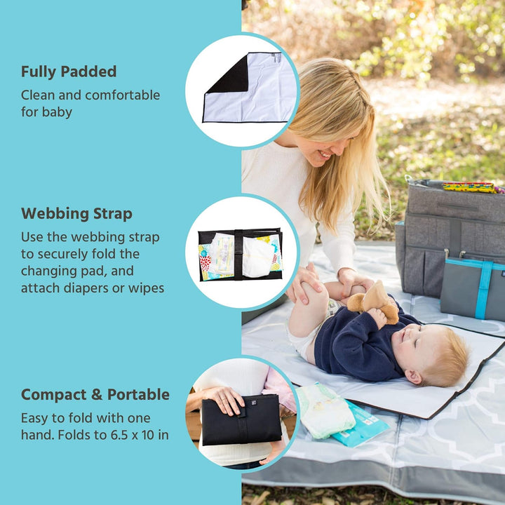 Full Body Portable Changing Pad for Babies - Diaper Changing Mat for Travel, Baby Accessory Essentials, Wipeable & Water-Resistant, Foldable & Compact, Fully Padded, Extra Large - Black