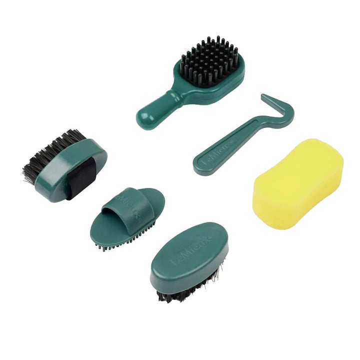 Toy Pony Grooming Kit Sage - Includes Brushes, Curry Comb, Sponge, Tangle Tidy & Hoof Pick - Store in Mini Drawstring Grooming Bag - Suitable for Ages 3+