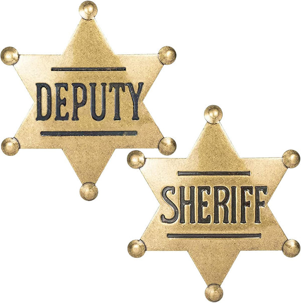 2 Pack Mental Western Sheriff Deputy Badge for Kids Adults Party Favors Supplies, School Carnival Prizes, Party Bag Gift Fillers