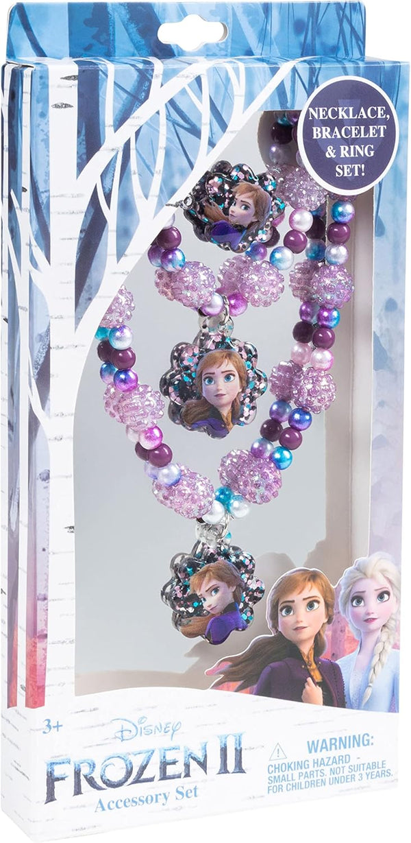 Girls Jewelry Set - Dress up Toy Jewelry Box Set with Bead Necklaces, Bracelets, and Rings - Frozen Play Accessories - Ages 3+