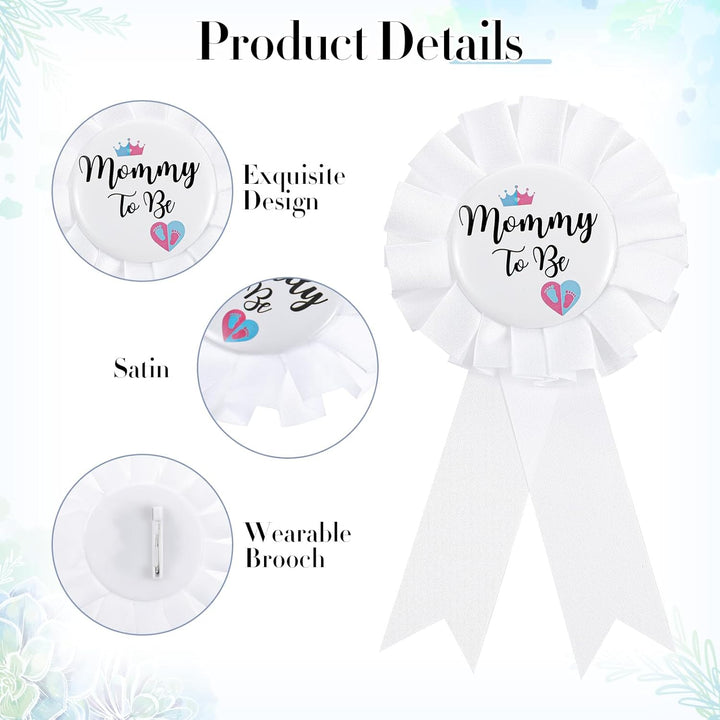 3Pcs Gender Reveal Decorations Sash and Tinplate Badge Mommy to Be and Daddy to Be Baby Shower, Mommy Sash and Daddy to Be Tinplate Badge Decorations for Pregnant Keepsake Gifts
