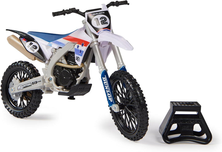 , Authentic Shane Mcelrath 1:10 Scale Collector Die-Cast Toy Motorcycle Replica with Race Stand, for Collectors and Kids Age 5 and Up
