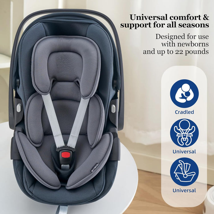 Head and Body Support Pillow Infant Car Seat Insert for Newborn to Toddler Stroller Cushion (Grey)