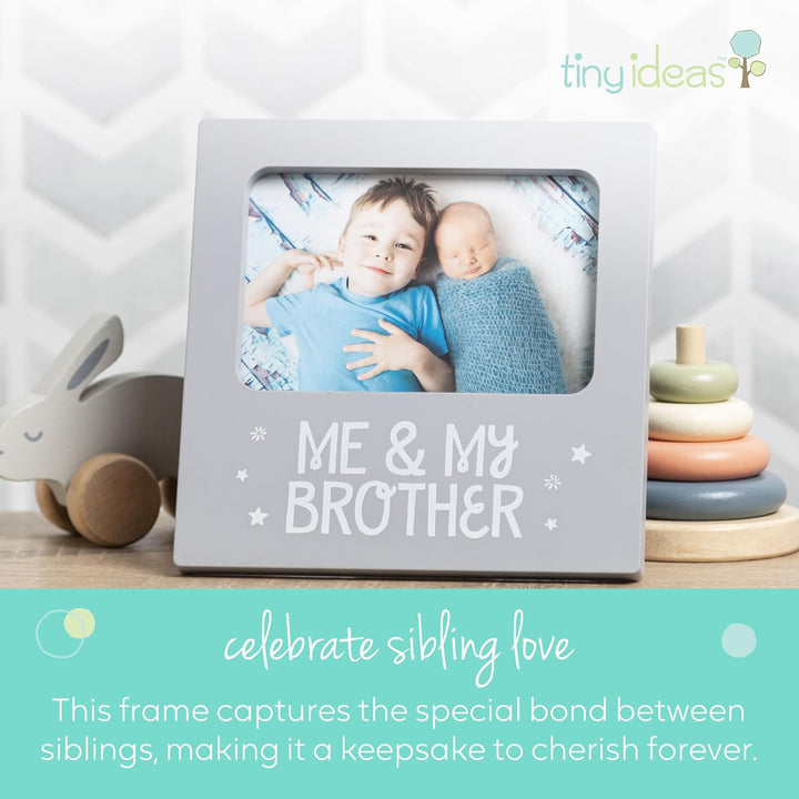 Me and My Brother Picture Frame, Christmas Photo Picture Frame, Sibling Keepsake, Ideal Big Brother Gift, Shower Gift and Gender Neutral Nursery Decor, Gray