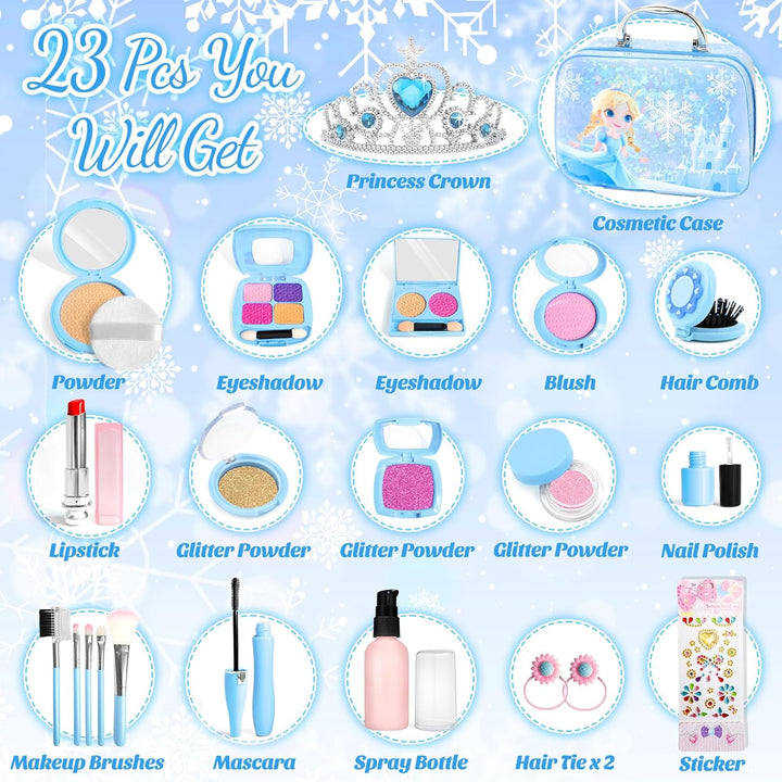 Pretend Makeup for Toddlers, Toy Play Makeup Set for Kids 3-5, Toddler Makeup Kit Pretend, Frozen Toys for Kids Fake Makeup, Gifts Toys for 3 4 5 6 7+ Year Old Girls (Not Real Makeup)