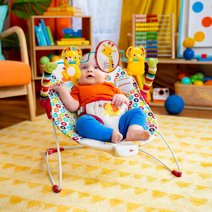 Portable Baby Bouncer Soothing Vibrations Infant Seat with Removable-Toy-Bar, 0-6 Months 6-20 Lbs (Playful Pinwheels)