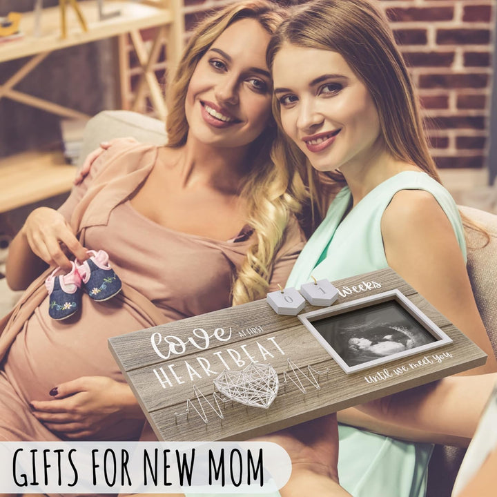 Baby Sonogram Picture Frame with Countdown Weeks - Standard 4"X3" Ultrasound Photo - Pregnancy Announcements Ideas - Gender Reveal Baby-Shower Gift - New Mom Expecting Parents to Be Keepsake Gifts
