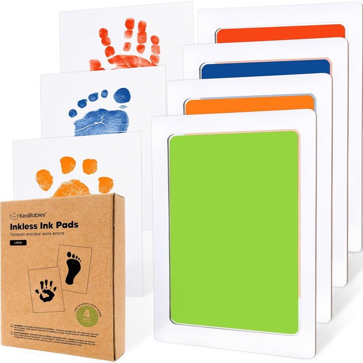 4-Pack Inkless Baby Hand and Footprint Kit - Mess Free Ink Pad for Newborn Keepsake, Dog Nose & Paw Print Kit, Clean Touch Ink Pad for Baby Hand & Footprints, Ideal New Mom Gifts (Jet Black)