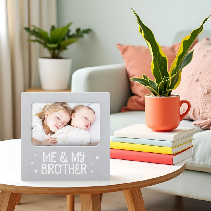 Me and My Brother Picture Frame, Christmas Photo Picture Frame, Sibling Keepsake, Ideal Big Brother Gift, Shower Gift and Gender Neutral Nursery Decor, Gray