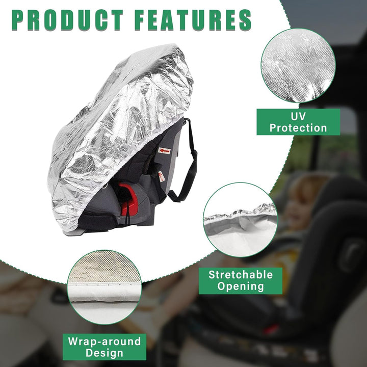 Baby Car Seat Sun Shade Cover, Infant Auto Seats Heat Protector Keeps Baby'S Carseat at Cooler Temperature, Blocks Out Heat & Sun UV Covers, Universal Baby Travel Accessories