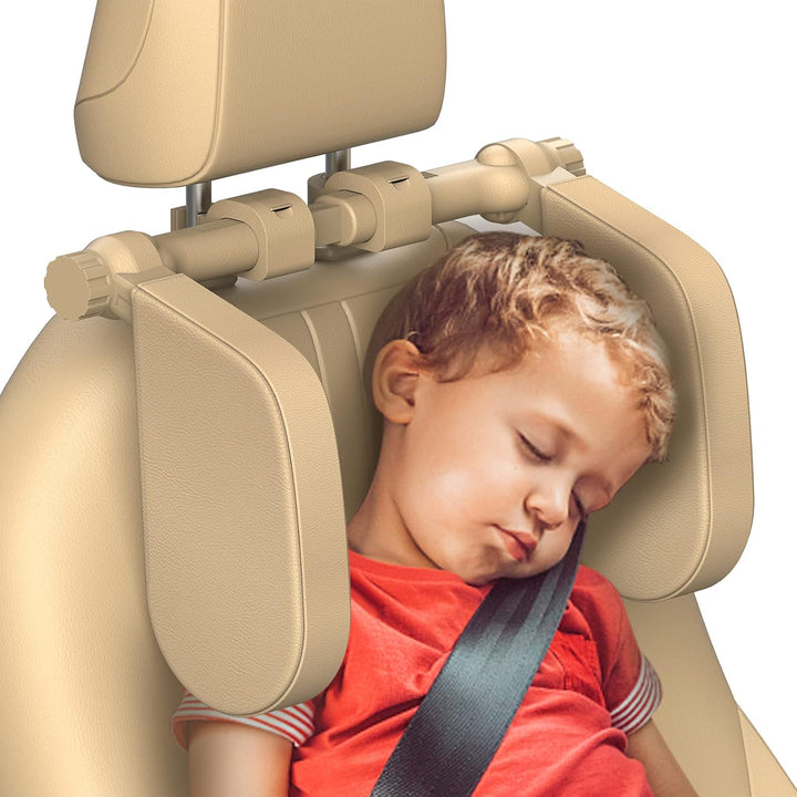 Adjustable Car Headrest Pillow, Road Pal Headrest, U-Shaped Travel Sleeping Pillow for Kids & Adults, Head Neck Support Only Suitable for Car Seat Headrest with Poles, Black