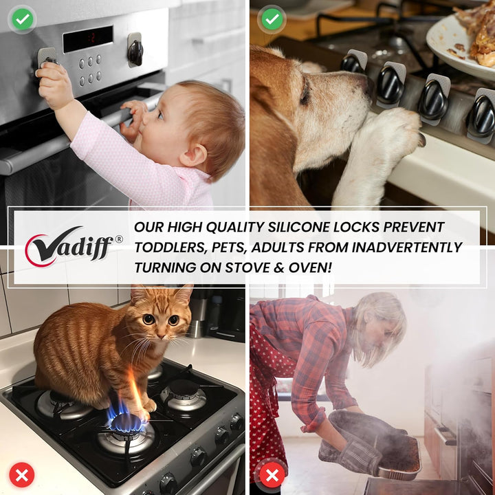 2025 Mom'S Choice Winner- Gas Stove Knob Locks - Gray Silicone Stove Knob Safety Covers for Toddlers, Pets - Child Proof Universal Size Knobs - Baby Proofing Protectors for Electric Stoves- 5Pcs