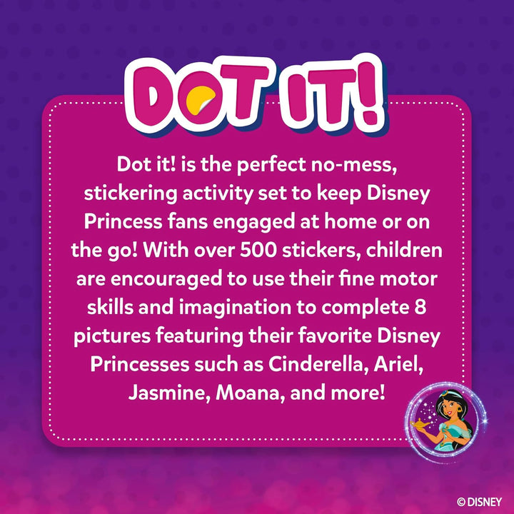 Dot It Sticker Art - Disney Princess, Mess-Free Fun for Kids, 500+ Stickers, Craft Kits, DIY Scrapbooking Activity, Travel Toys, Gifts for Girls & Boys Ages 3, 4, 5, 6, 7