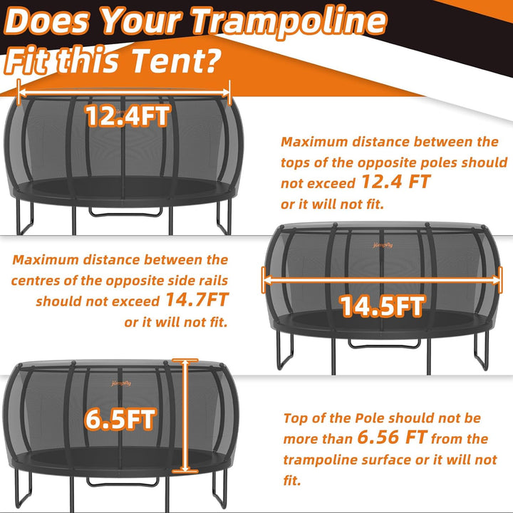 round Trampoline Tent for Kids(Tent Only),Fit for 6/8 Curved Poles round Trampolines, Trampoline Shade Cover with LED Light, Trampolien Accessories, Anti-Tear