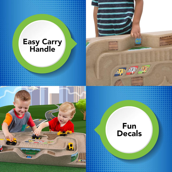 Portable Carry and Go Kids Race Track Toy Car Train Table, 2-Sided No Assembly for Children 3 4 5 6 7 Years Old Boys Girls, Made in USA