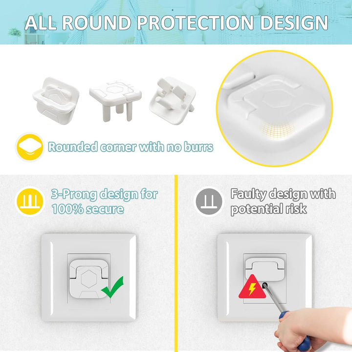 Baby-Proof Outlet Covers (60 Pack) - Child Safety Electric Plug Protectors to Prevent Power Shock