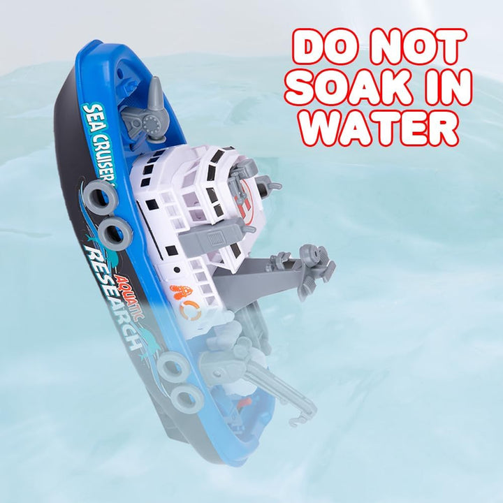 Aquatic Research Vessel, Battery-Operated Toy Ship for Kids, Floats in Water, Floating Bathtub and Pool Toy for Boys and Girls, Best Birthday Gift for Children