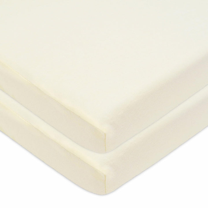 2 Pack 100% Natural Cotton Fitted Pack and Play Sheets 39" X 27" - Soft & Breathable Pack N Play Sheets for Playard & Mini Crib Mattress, White, for Boys & Girls
