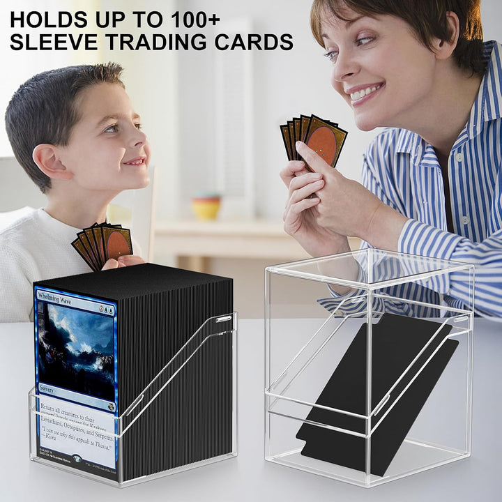 Card Deck Cases, 6 Pack Acrylic Commander Deck Box Holding 100+ Sleeved Cards with 6 Dividers, Clear Card Storage Box Fit for MTG, TCG, Sports Cards