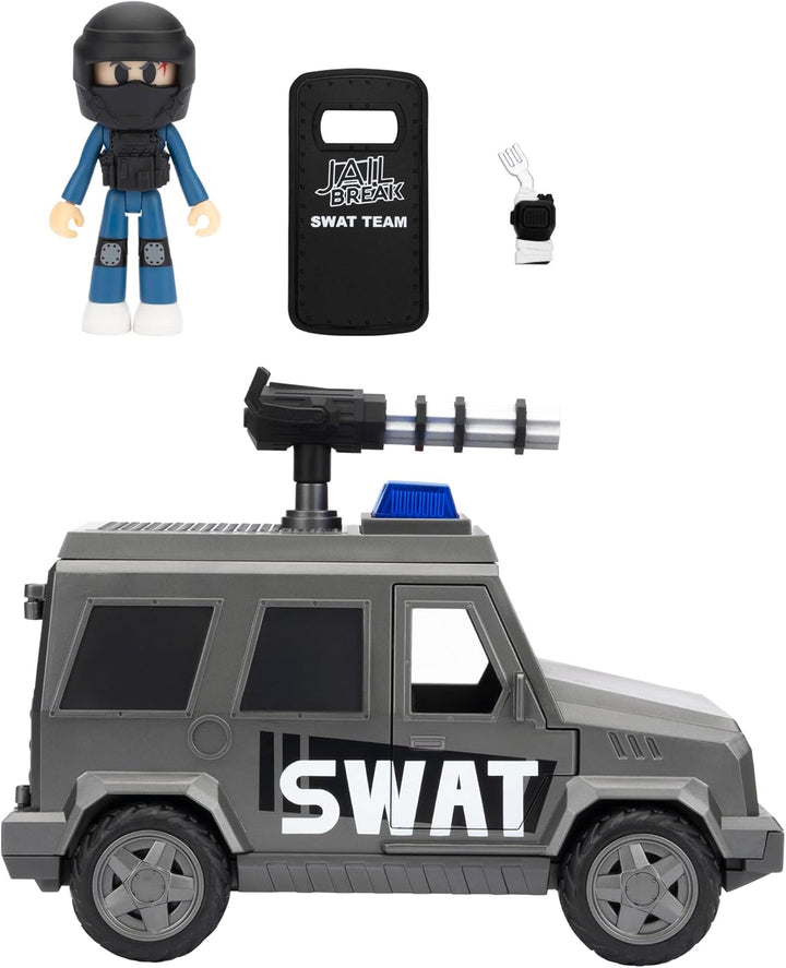 Jailbreak: SWAT Van - 8-Inch Vehicle with Lights, Working Treads, Mounted Machine Gun, 2.75-Inch Figure, and Exclusive Virtual Item Code