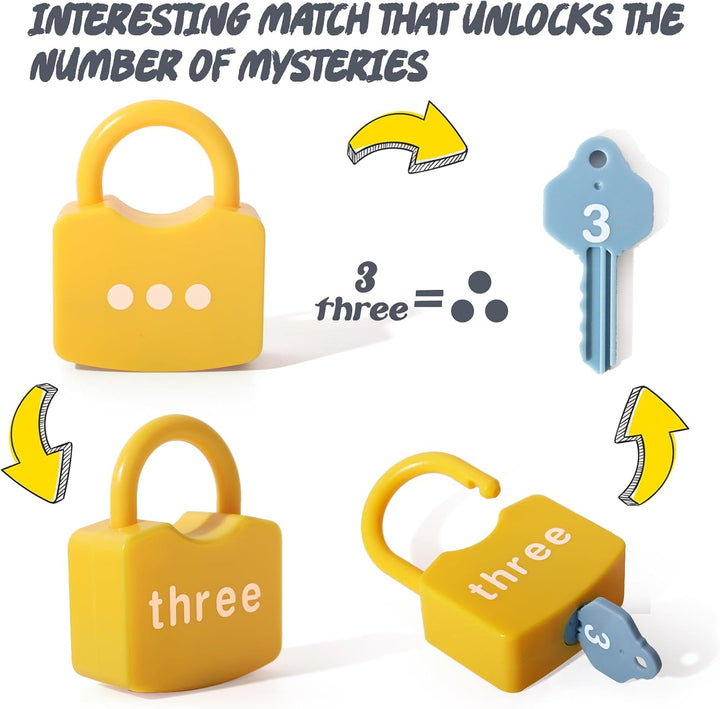 Kids Learning Locks with Keys Numbers Matching & Counting Montessori Educational Toys for Ages 3 Yrs+ Boys and Girls Preschool Games Gifts