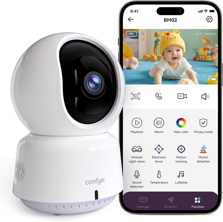 Smart Wifi Baby Monitor - 5" 1080P Split Screen & 2K Camera App Control, Motion Alerts, Sound Detection, HD Night Vision, 5050Mah Battery, 2-Way Talk, Multi-User, Triple Security, 1600Ft Range