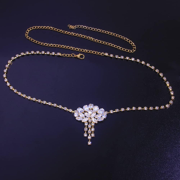 Rhinestone Chain Zircon Crystal Forehead Chain for Women Luxury Jewelry Bridal Headwear Wedding Hair Accessories(Silver Plated)