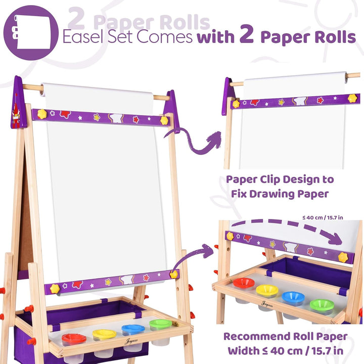 Art Easel for Kids Easel for Toddlers,Adjustable Standing Wooden Toddler Easels Kid Whiteboard & Chalk Board Dry Erase Board,Art Easel for Kids Age 2-4 4-8 9-12 Drawing Easels