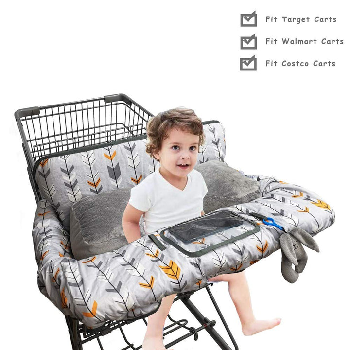 Shopping Cart Cover for Baby, High Chair Cover for Boy Girl, Infant Grocery Cart Cushion with Removable Seat Positioner and Cellphone Holder