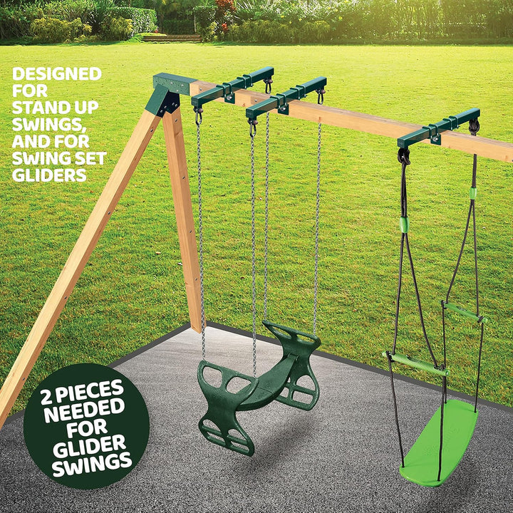 Swing Set Conversion Bracket - No Tree, No Problem, Convert Your Swingset into a Swurfset, Heavy Duty Adjustable Horse Glider Attachment Bracket for Kids Ages 12 and Up, up to 150Lbs (Green)