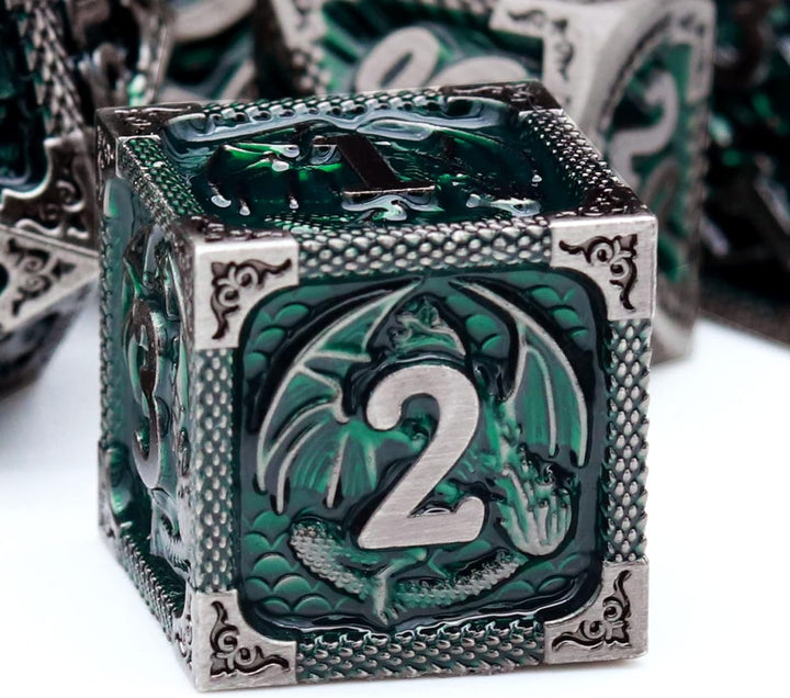 Bloodstained Metal DND Dice Set Blood Polyhedral D&D Dice Compatible with Dungeons and Dragons Gift TTRPG Antique Metal Halloween Dice