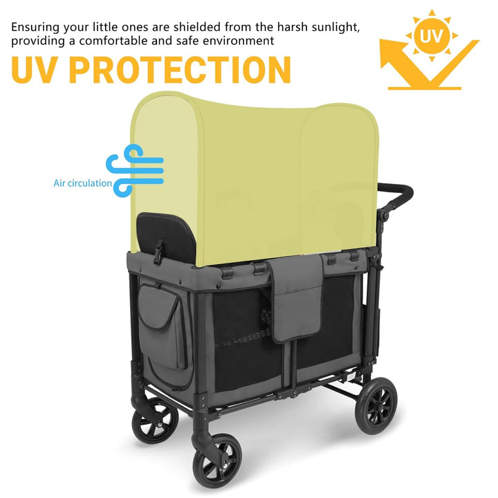 Stretchy Panoramic Canopy Compatible with Wonderfold Stroller Wagons W2/W4 All Model,Sun Shade and Protection for Riders(Olive-Green)