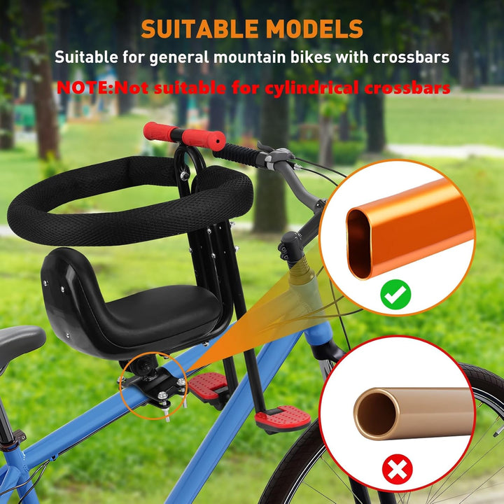 Kid'S Bike Seat Front Child Carrier Bike Chair for Bicycle Kids Seat for Children 2~4 Years,Weight 55 Lbs