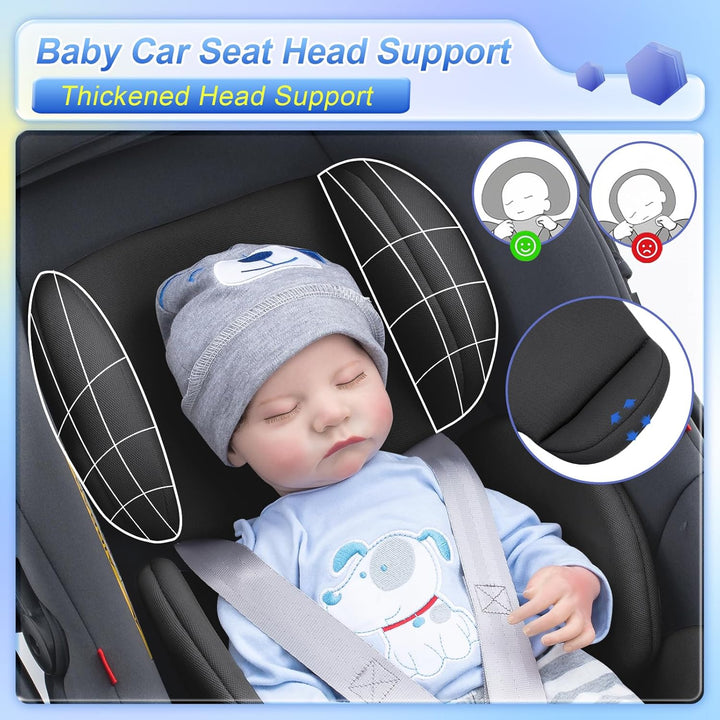 Infant Car Seat Insert, Ultra-Thick Carseat Head Support for Newborn, Breathable Mesh Baby Car Seat Cushion with Filled Sponge, Universal Baby Car Seat Head Support for Stroller, Swing, Carseat