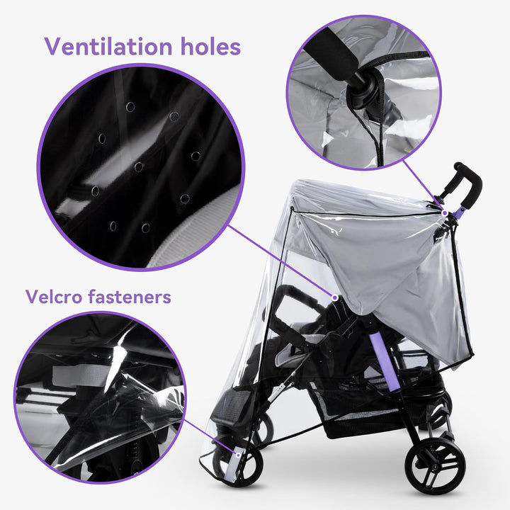 Double Stroller Rain Cover, Weather Shield Double Stroller for Side by Side Seats Twin Stroller, Baby Outdoor Activities Accessories, Protects Children from Rain, Snow, Wind