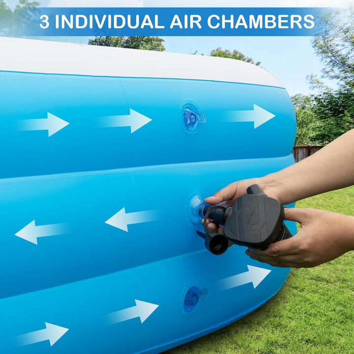 Large Inflatable Pool with Air Pump, 158" X 74" X 22" Blow-Up Pool for Kids, Family, Adults, Inflatable Swimming Pool for Backyard, Outdoor, Garden, Summer Water Party
