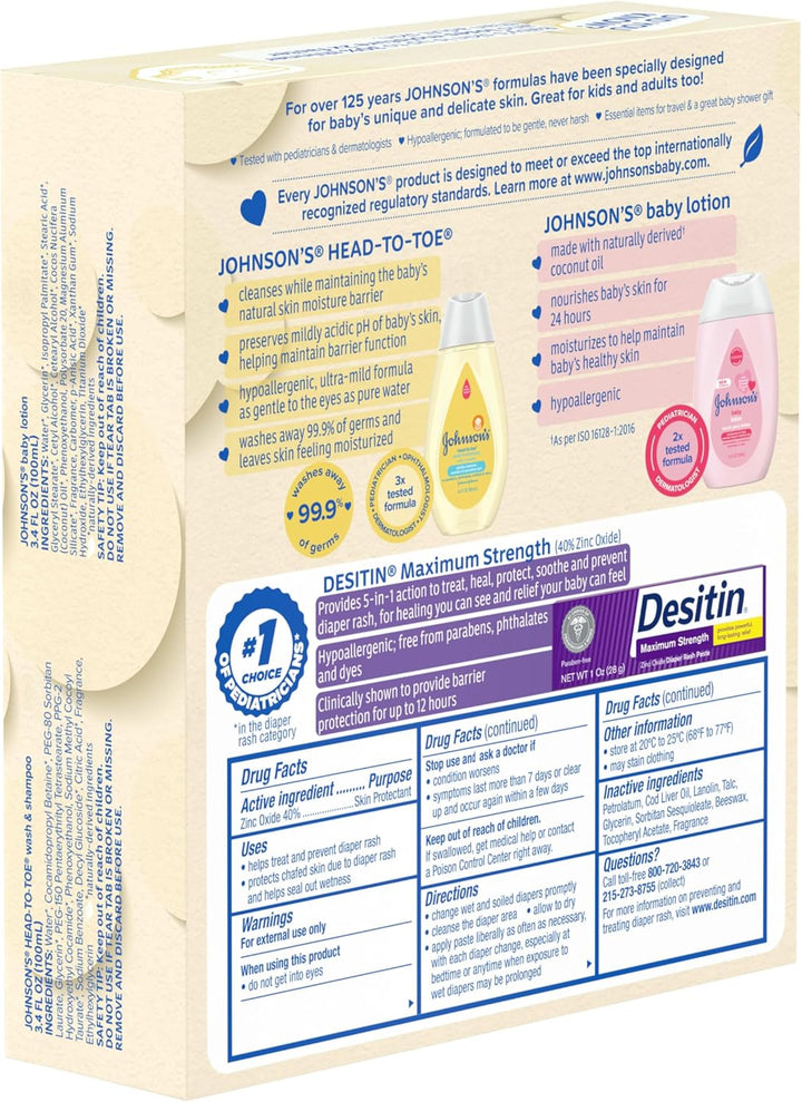Care Essentials Gift Set, Body Lotion, & Zinc Oxide Diaper Rash Paste for Baby'S Delicate Skin, Value Pack, Travel-Size, Bath Essentials Must Haves, Baby Gifts, 3 Items