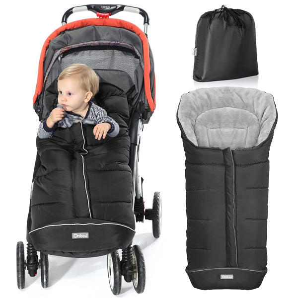 Warm Bunting Bag Universal, Stroller Sleeping Bag Cold Weather, Waterproof Toddler Footmuff (Black, Large)