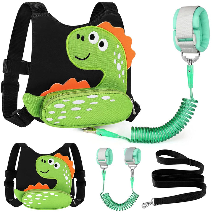 Toddler Harness Leash with anti Lost Wrist Link, Cute Dinosaur Kids Harnesses Children Leashes, Baby Walking Harness Keep Child Close Wristband Strap for Boys Travel