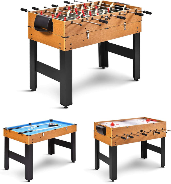 3 in 1 Multi Game Table, 49 Inch with Foosball Hockey & Billiards, Competition Sized Combo Game Table for Home, Game Room, Bar, Party, Club