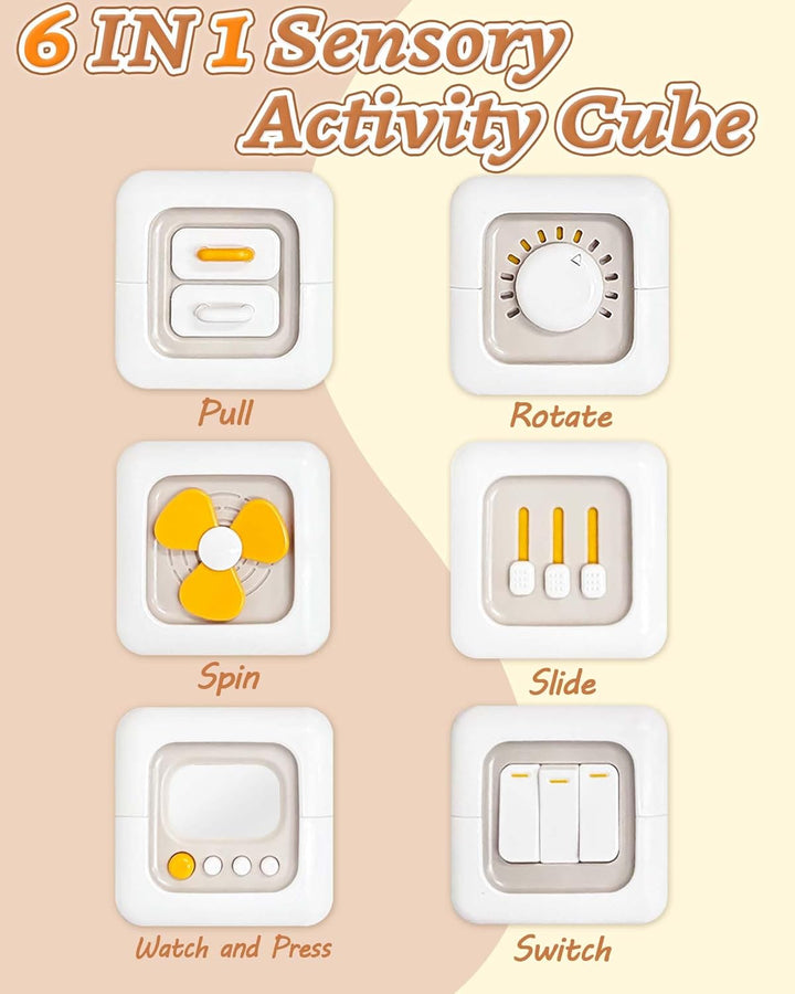 6 in 1 Busy Cube Montessori Toys for 1 Year Old Boy, Baby Sensory Toys for Ages 1-3, Toddler Learning Activities Travel Toy Birthday Gift for 1 2 3 Year Old Boy Girl
